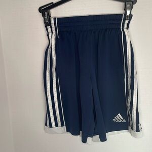 Adidas navy blue athletic shorts with side stripes and pockets boys size 8